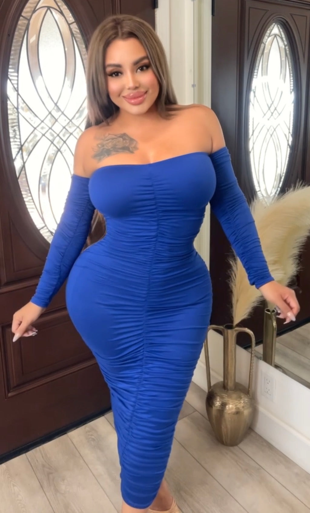 Jessica Rabbit Ruched Midi Dress